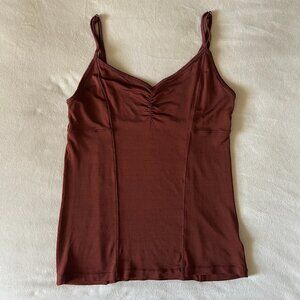 Rust/Reddish-Brown Ruched Cami Tank Top Spaghetti Strap Fitted Basic - Size 8